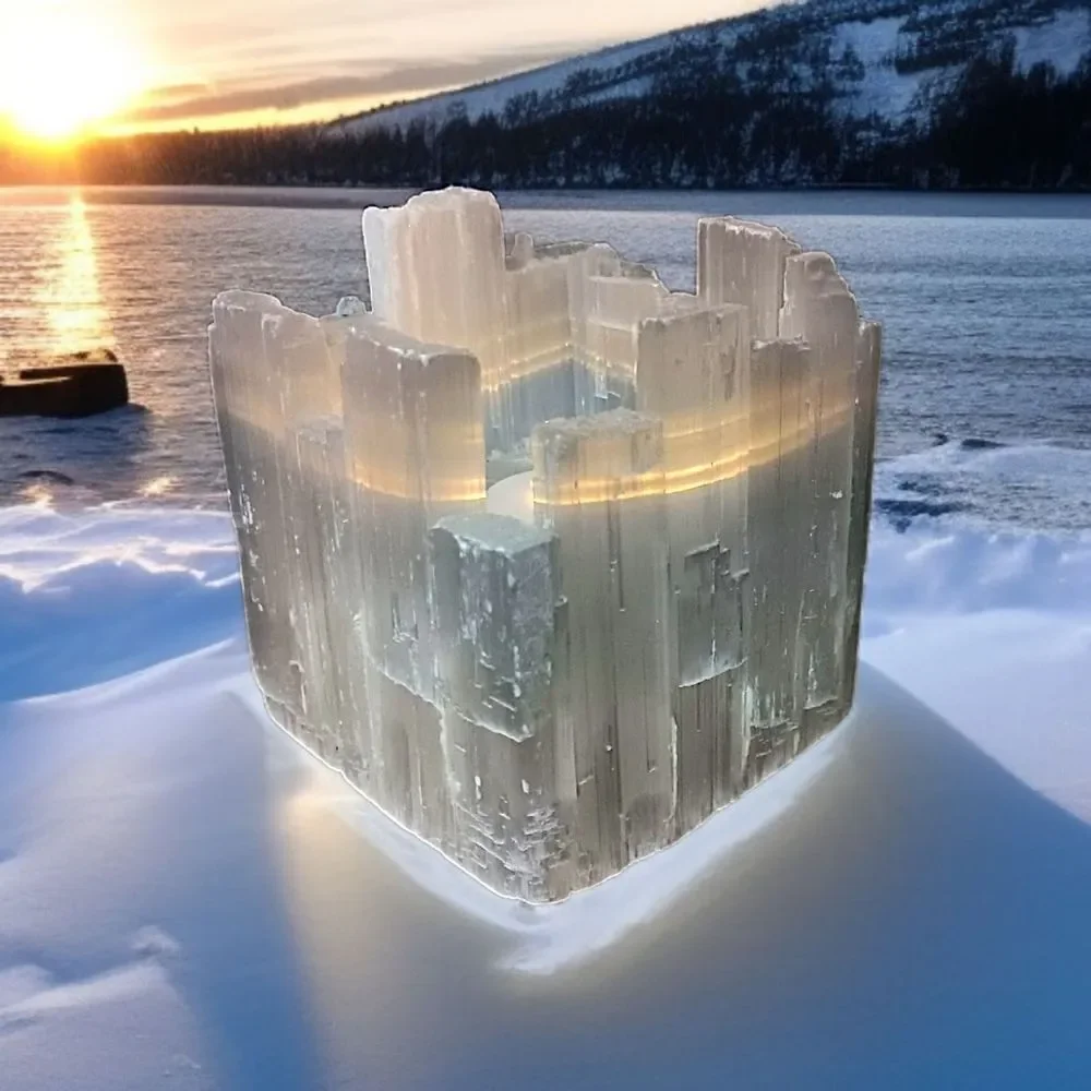 Large Selenite Candle Holder‎ Tealight Votive Mineral Crystal Witchy Bohemian